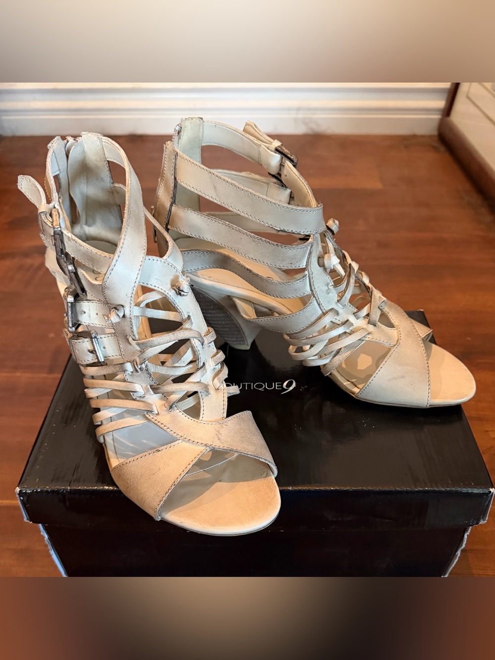 Boutique 9 Strappy Beige Women’s High Heel Sandals